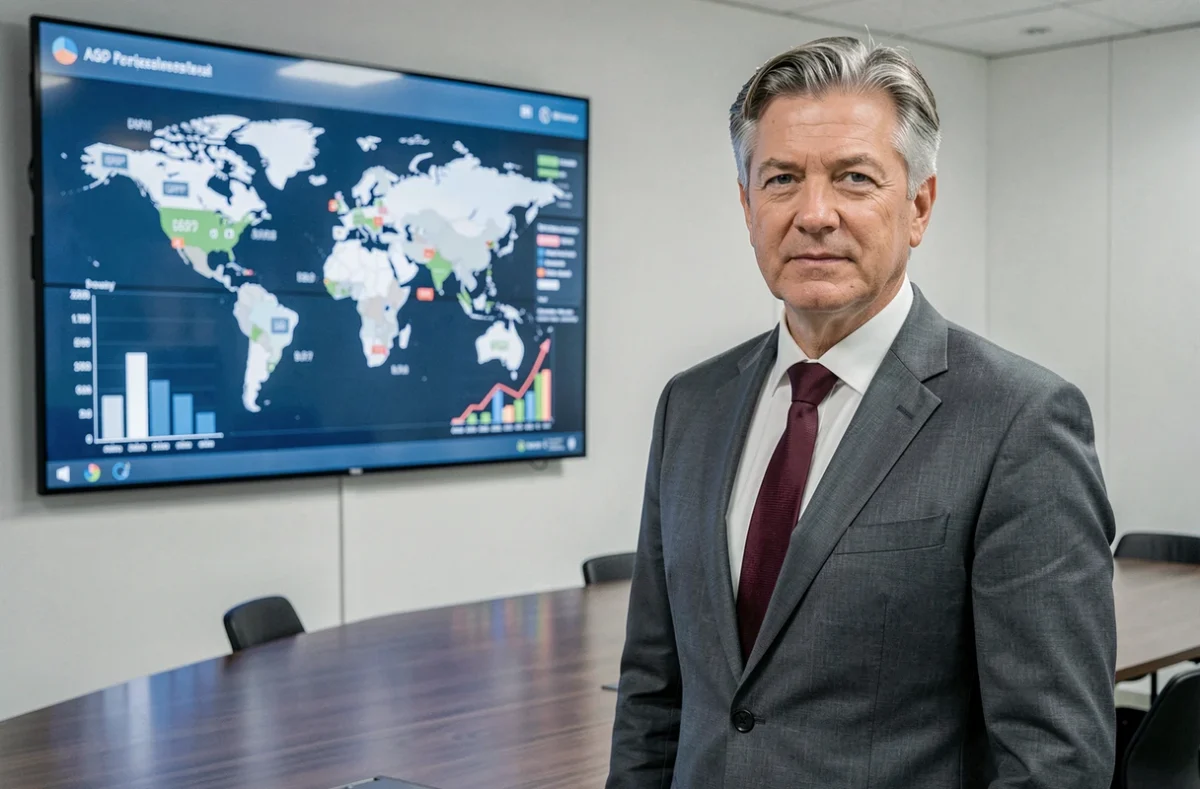 Économiste présentant un classement mondial du PIB sur un écran interactif, représentant les pays les plus riches du monde en 2024