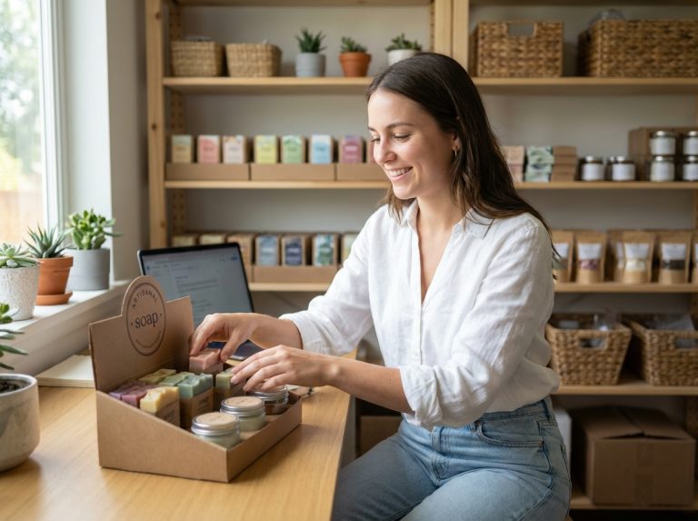 Jeune femme en blouse blanche organise des produits colorés