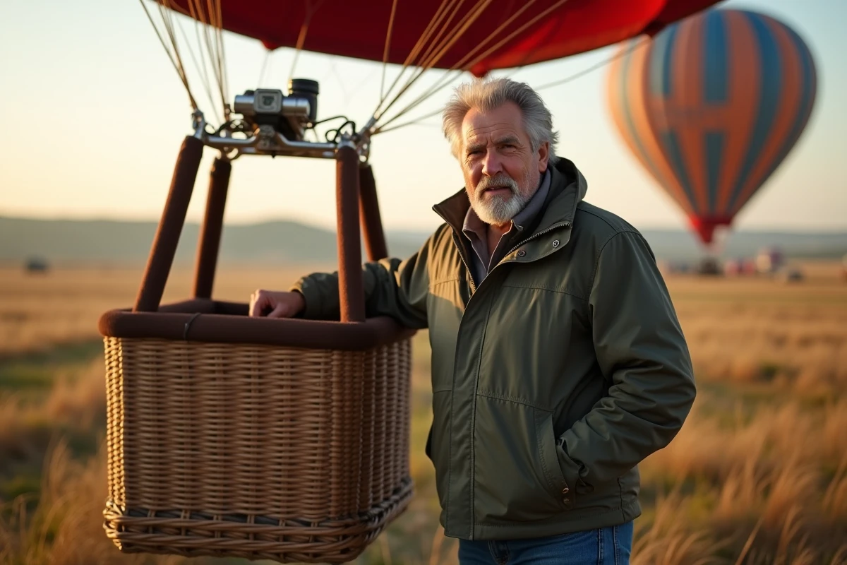 Pilote vérifiant le ballon avant le décollage en campagne