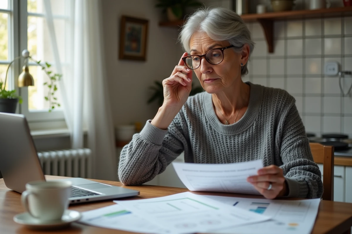 Propriétaire immobilière consultant ses documents fiscaux pour déduire le remplacement de fenêtres de ses revenus fonciers